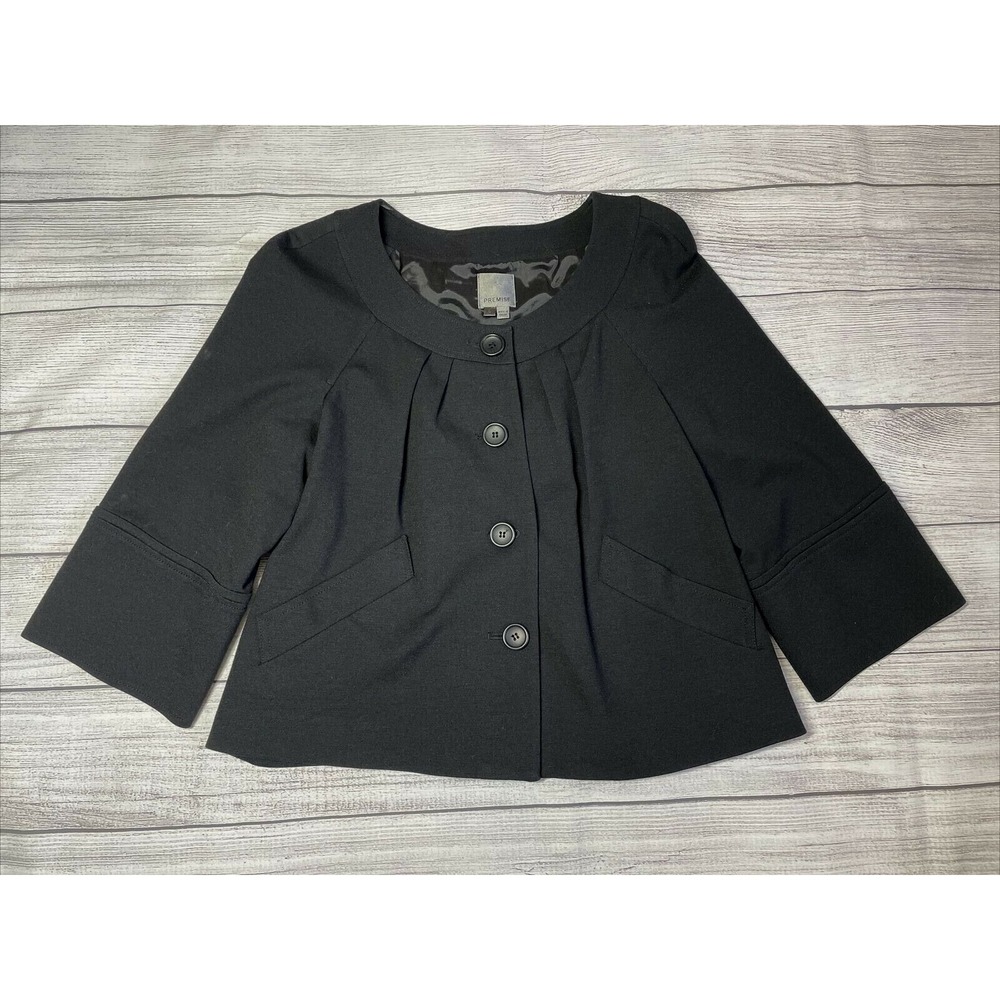 Premise Womens Black Solid Jacket Size L Short Sleeve Viscose Blend Basic